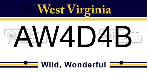 AW4D4B West Virginia License Plate