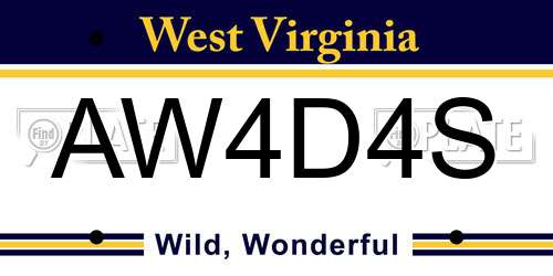 AW4D4S West Virginia License Plate