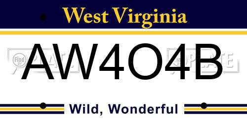 AW4O4B West Virginia License Plate