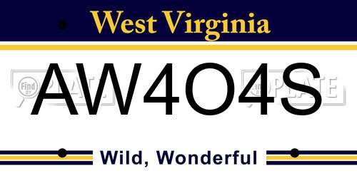 AW4O4S West Virginia License Plate