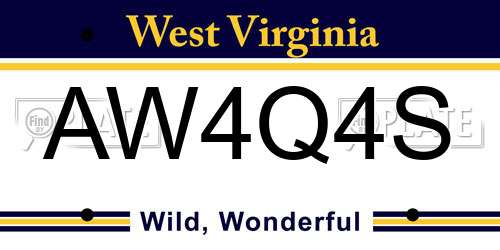 AW4Q4S West Virginia License Plate