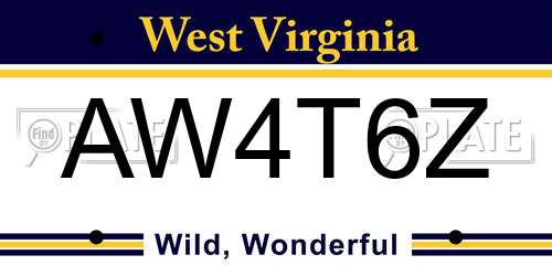 AW4T6Z West Virginia License Plate