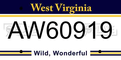 AW60919 West Virginia License Plate