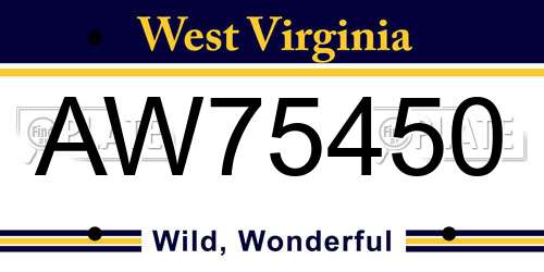 AW75450 West Virginia License Plate