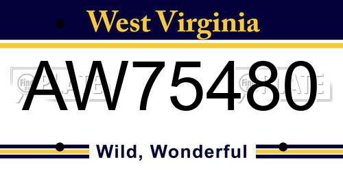 AW75480 West Virginia License Plate