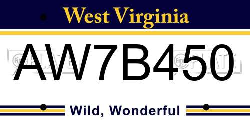 AW7B450 West Virginia License Plate