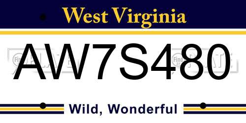 AW7S480 West Virginia License Plate