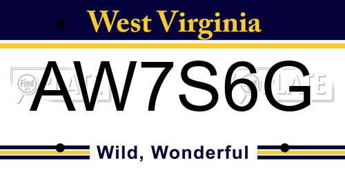AW7S6G West Virginia License Plate