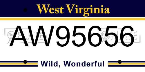 AW95656 West Virginia License Plate