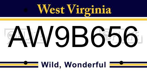 AW9B656 West Virginia License Plate