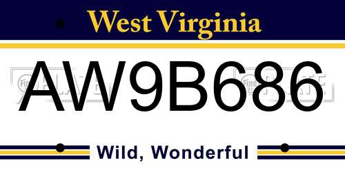 AW9B686 West Virginia License Plate