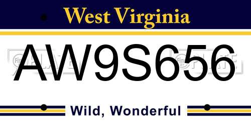 AW9S656 West Virginia License Plate