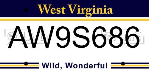 AW9S686 West Virginia License Plate