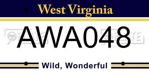 AWA048 West Virginia License Plate