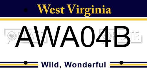 AWA04B West Virginia License Plate
