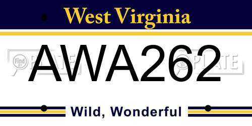 AWA262 West Virginia License Plate