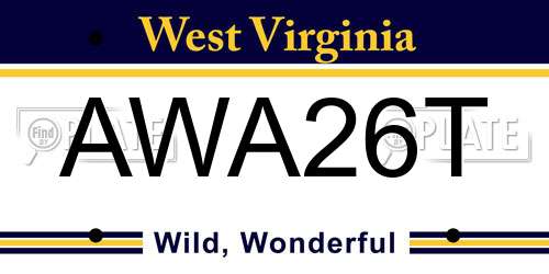 AWA26T West Virginia License Plate