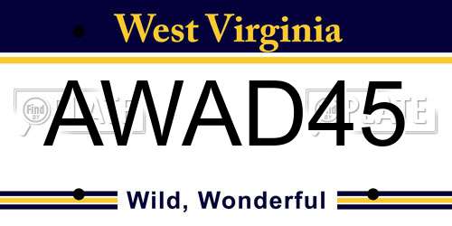 AWAD45 West Virginia License Plate
