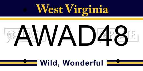 AWAD48 West Virginia License Plate