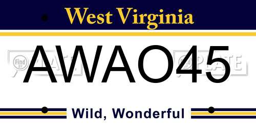 AWAO45 West Virginia License Plate
