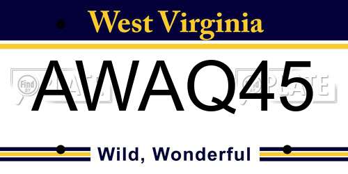AWAQ45 West Virginia License Plate