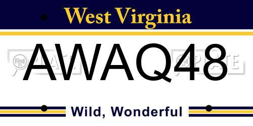 AWAQ48 West Virginia License Plate