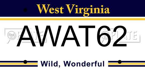 AWAT62 West Virginia License Plate