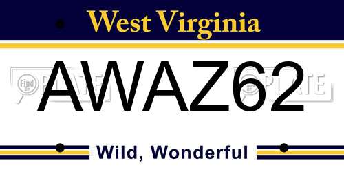 AWAZ62 West Virginia License Plate