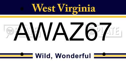 AWAZ67 West Virginia License Plate