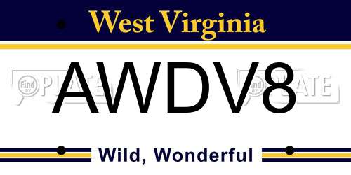 AWDV8 West Virginia License Plate