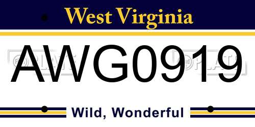 AWG0919 West Virginia License Plate