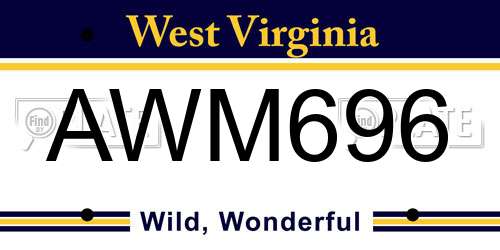 AWM696 West Virginia License Plate