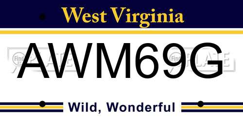 AWM69G West Virginia License Plate
