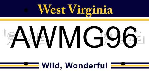 AWMG96 West Virginia License Plate