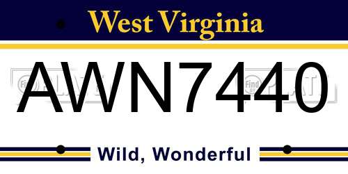 AWN7440 West Virginia License Plate