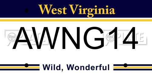 AWNG14 West Virginia License Plate
