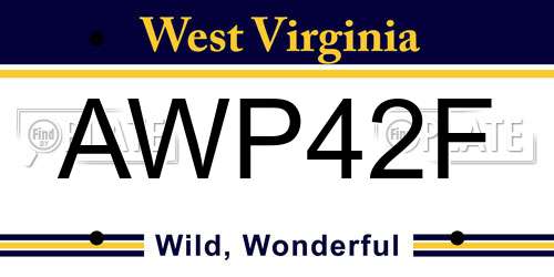 AWP42F West Virginia License Plate