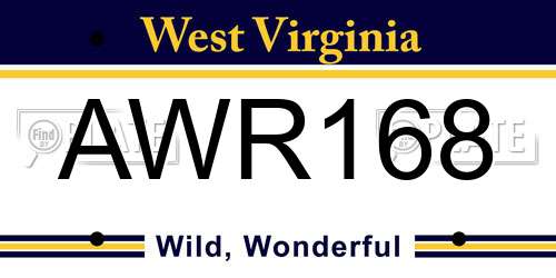 AWR168 West Virginia License Plate