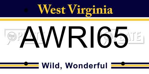 AWRI65 West Virginia License Plate