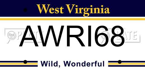 AWRI68 West Virginia License Plate
