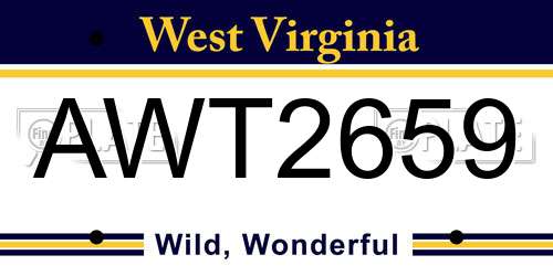 AWT2659 West Virginia License Plate