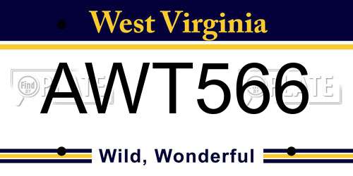 AWT566 West Virginia License Plate