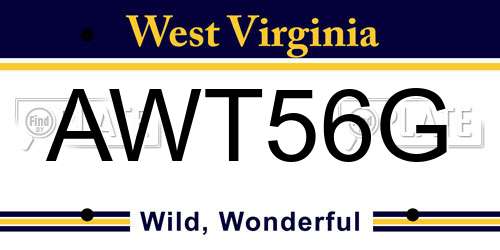 AWT56G West Virginia License Plate