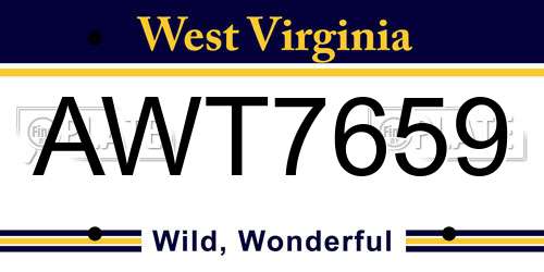 AWT7659 West Virginia License Plate