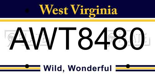 AWT8480 West Virginia License Plate