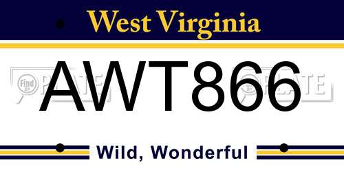 AWT866 West Virginia License Plate