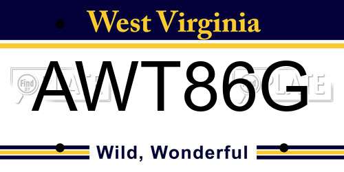 AWT86G West Virginia License Plate