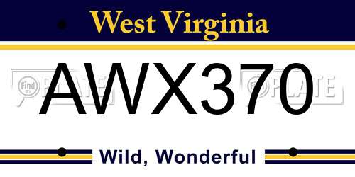 AWX370 West Virginia License Plate