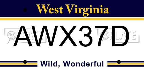AWX37D West Virginia License Plate
