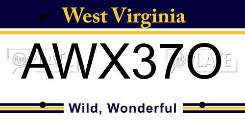 AWX37O West Virginia License Plate